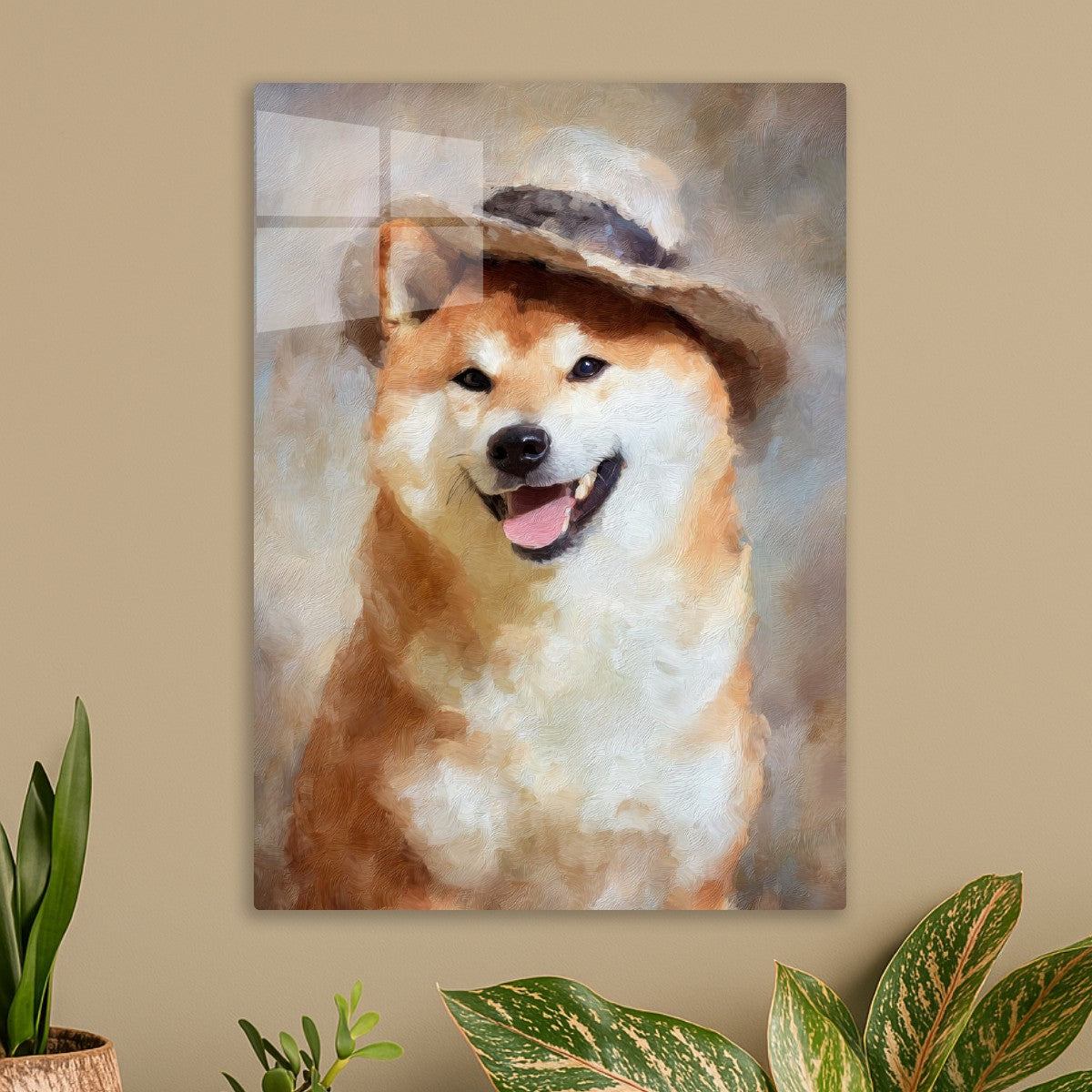 Cute Shiba Inu Dog Wearing Hat