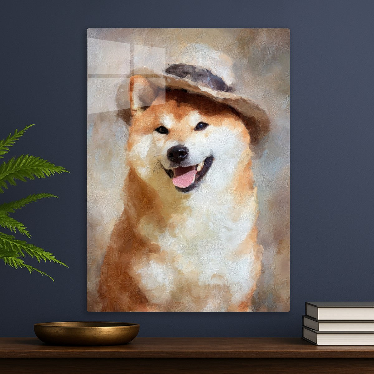 Cute Shiba Inu Dog Wearing Hat