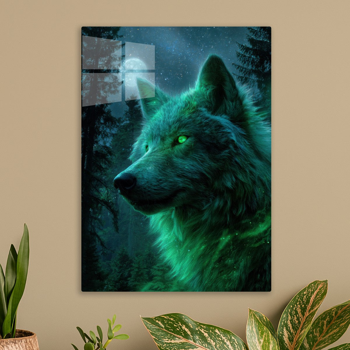 Green Wolf In The Forest
