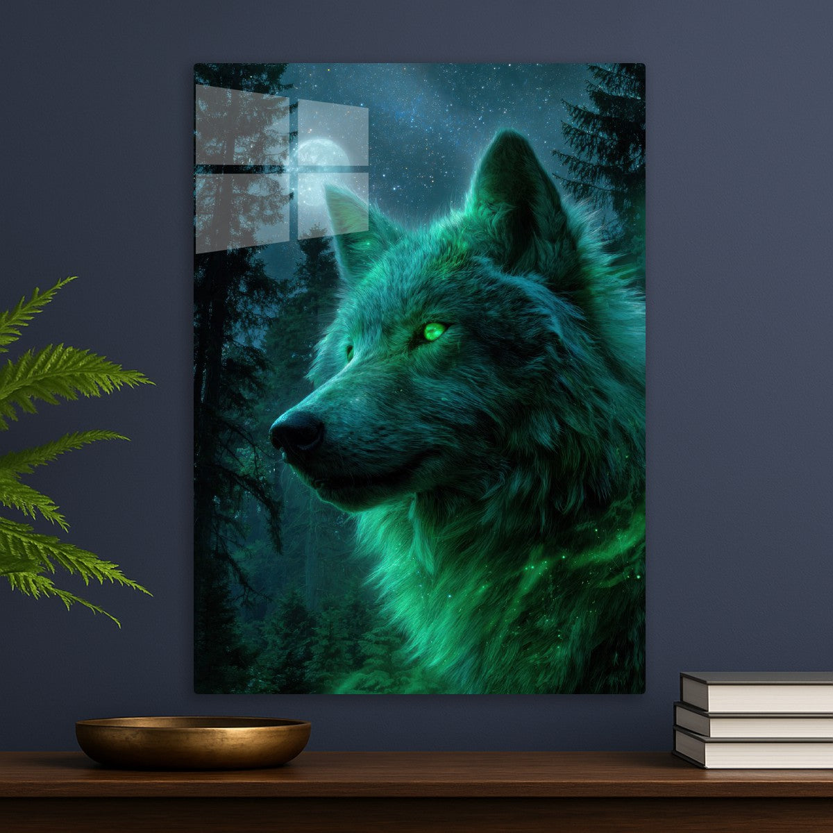 Green Wolf In The Forest