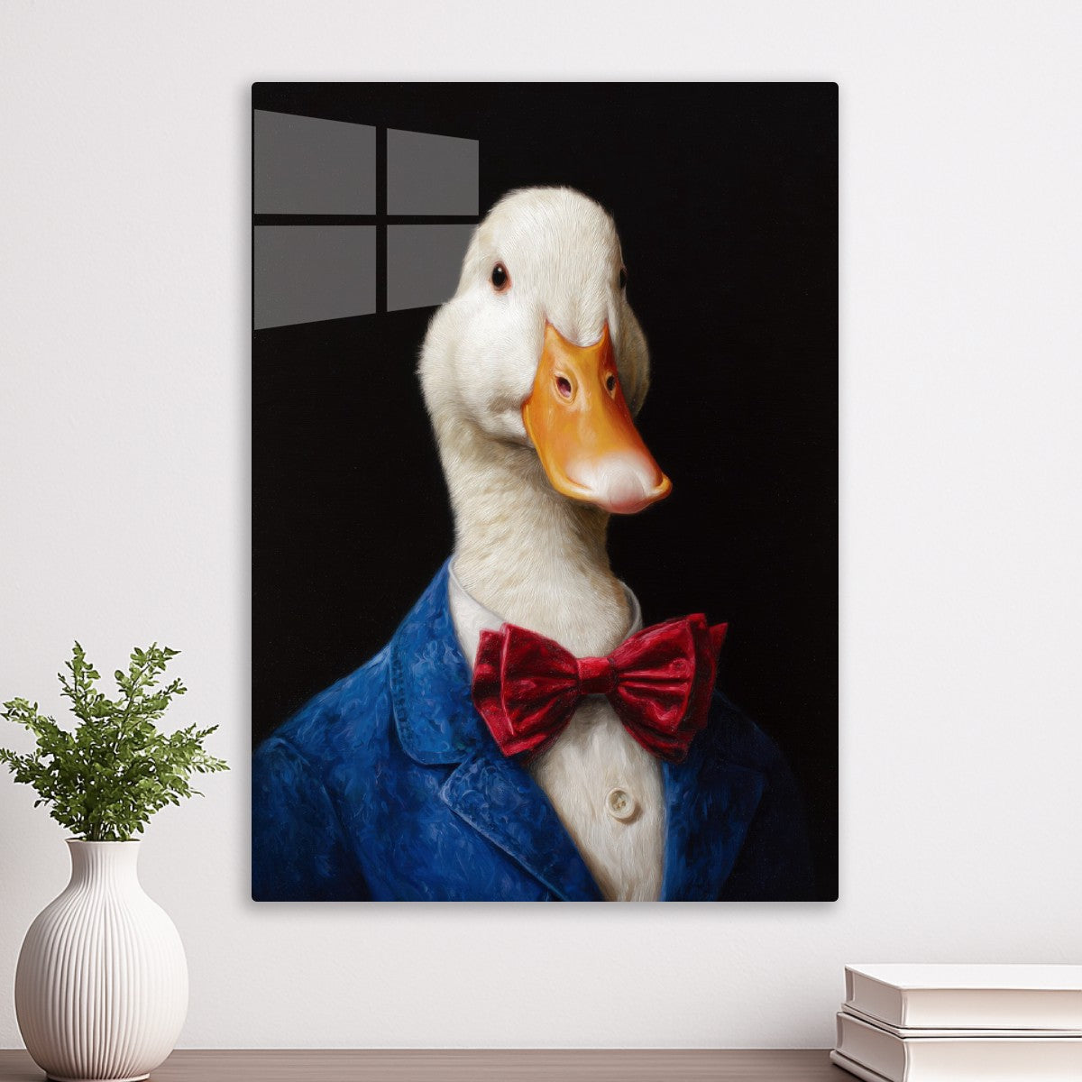 Duck Wearing a Red Bow Tie