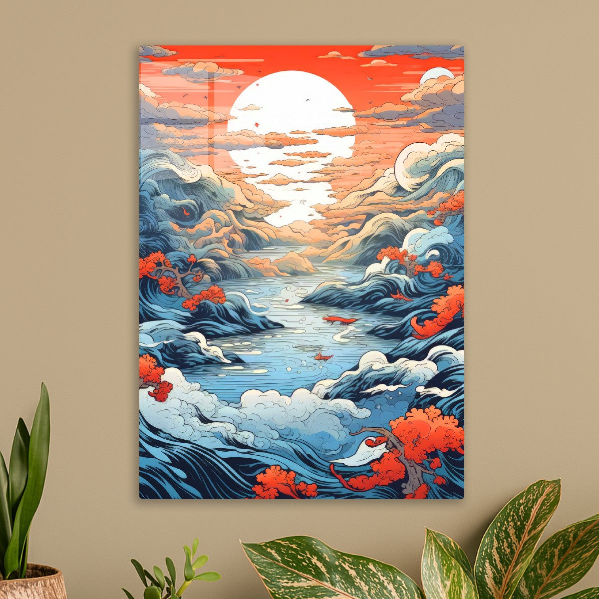 Sunset in Ukiyo-e Style