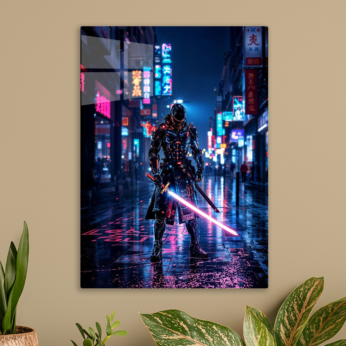 Cyber Samurai in Neon Rain