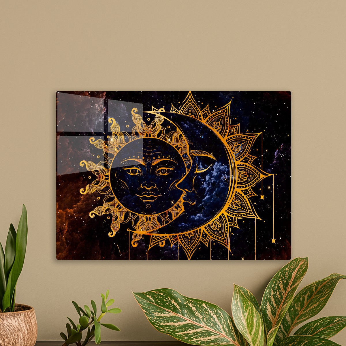 Vintage sun and moon