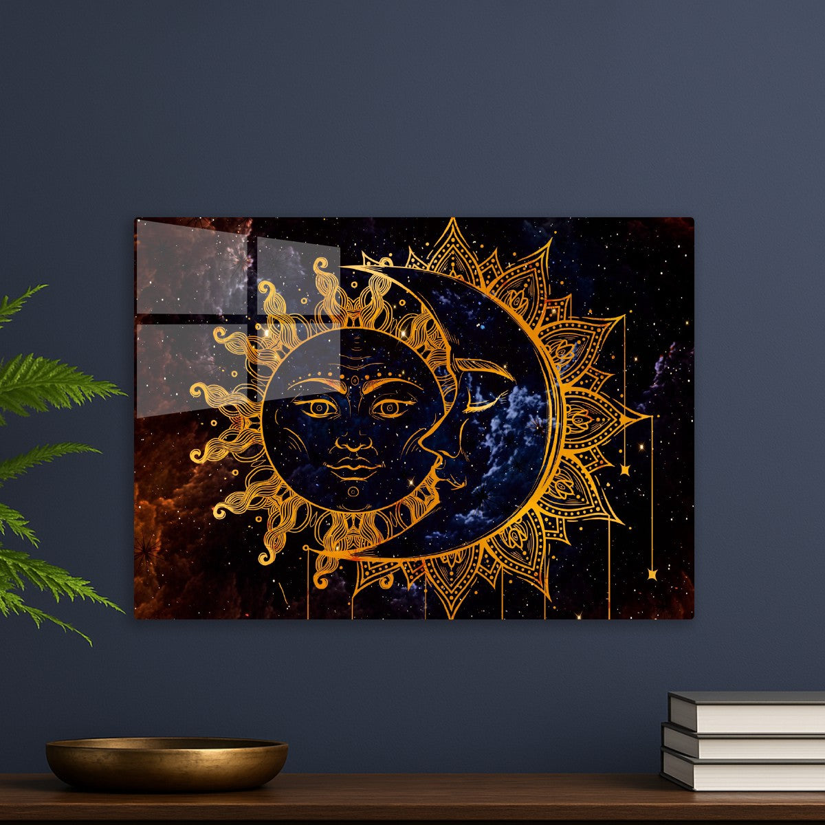 Vintage sun and moon