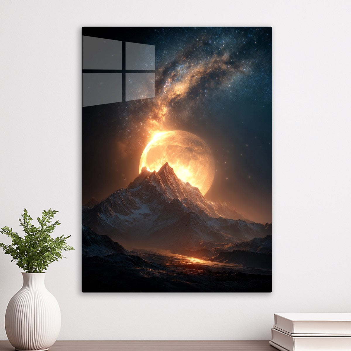 Mountains Under Moon and Stars