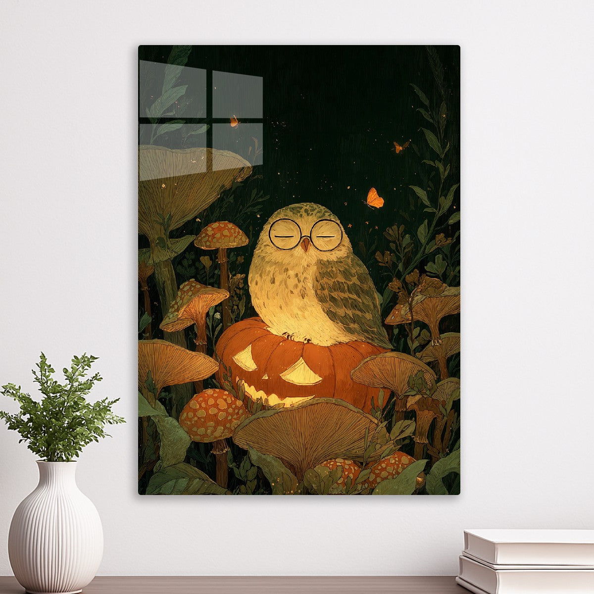 Owl on Pumpkin Lantern