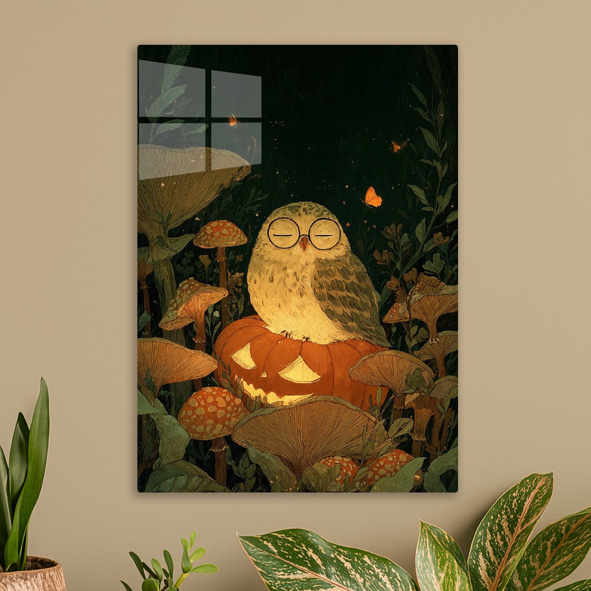 Owl on Pumpkin Lantern