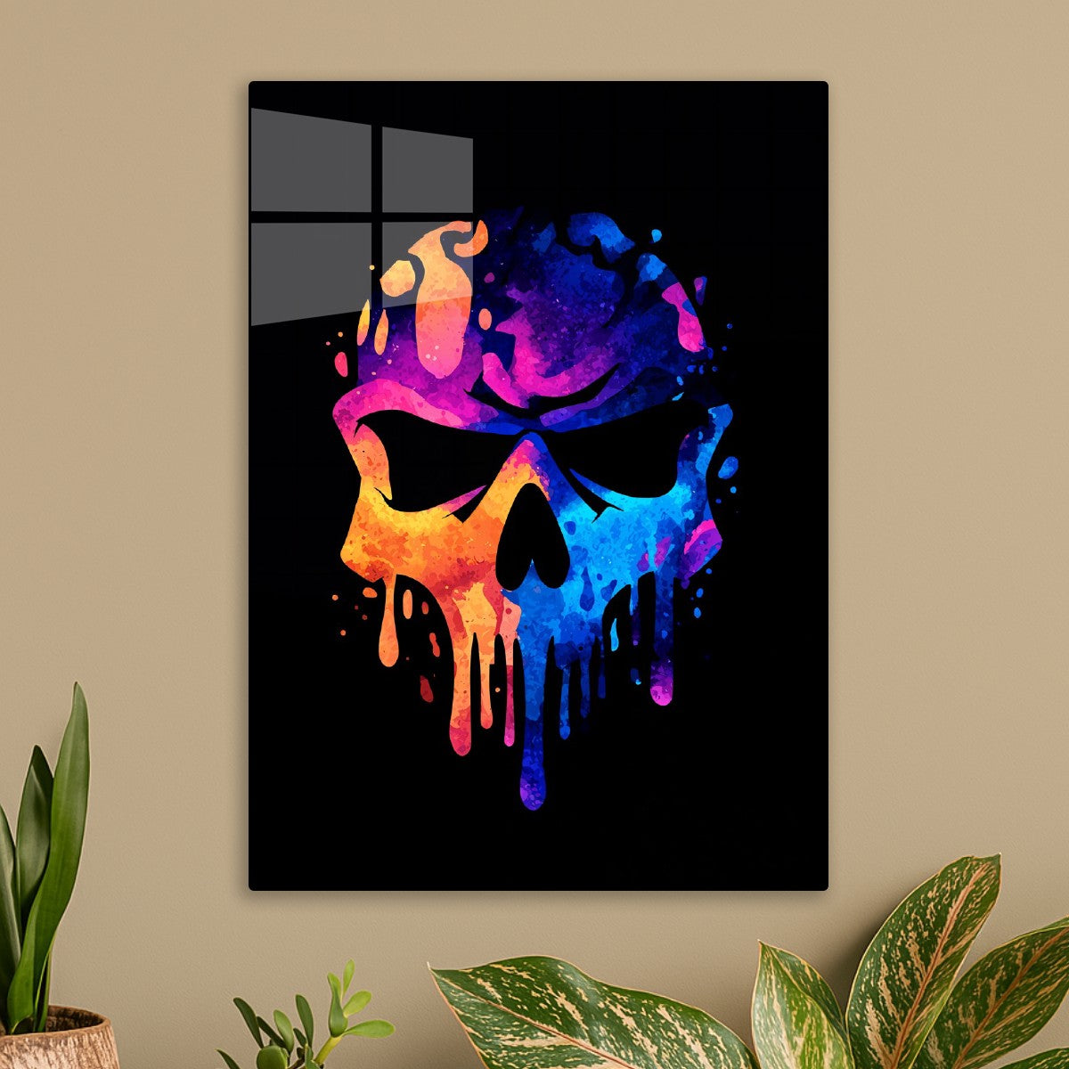 Neon Melting Skull