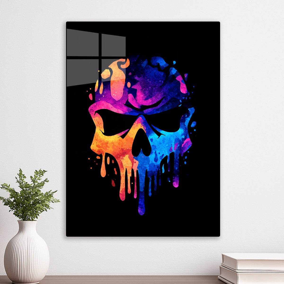 Neon Melting Skull