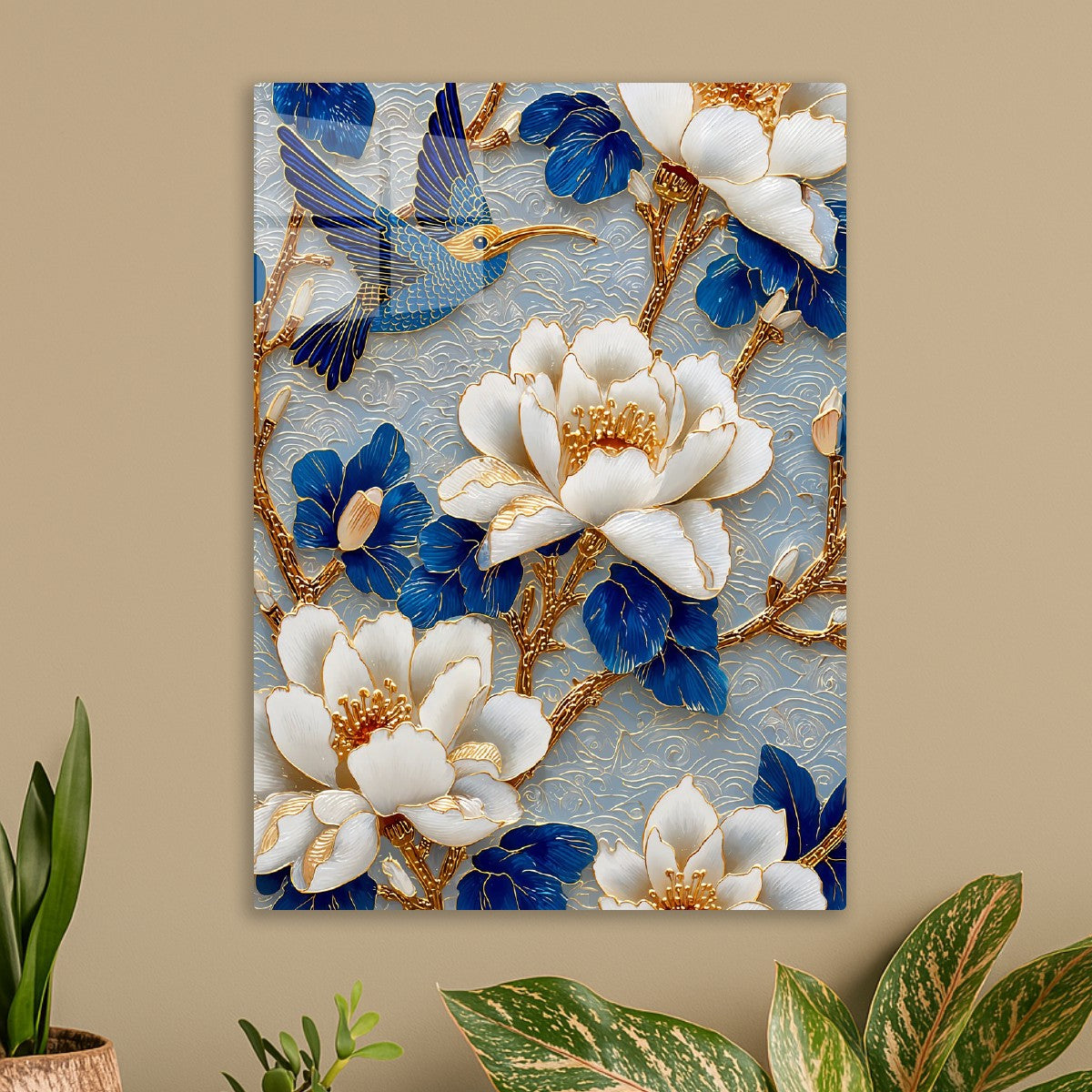 Bluebird & Golden Blossoms