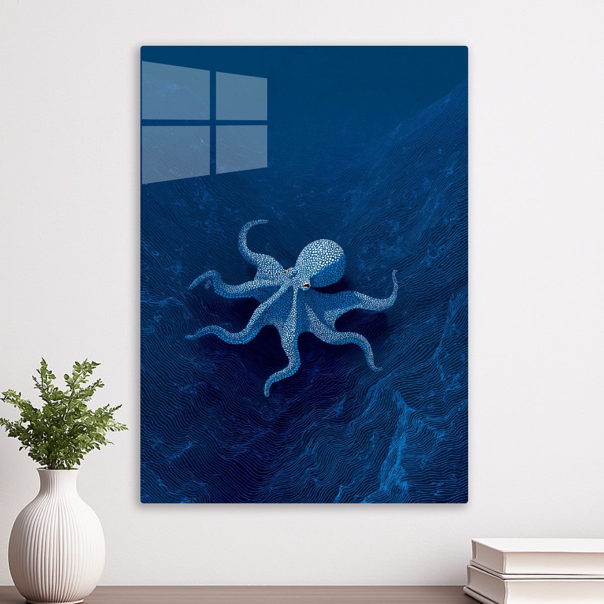 Octopus in Deep Blue Lines