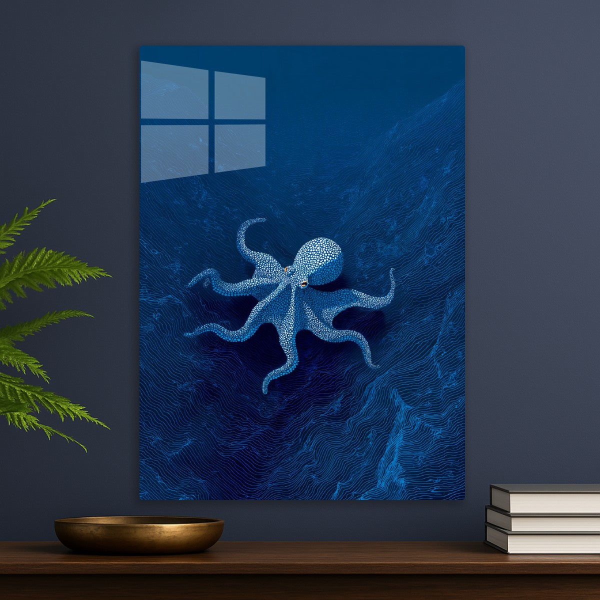 Octopus in Deep Blue Lines