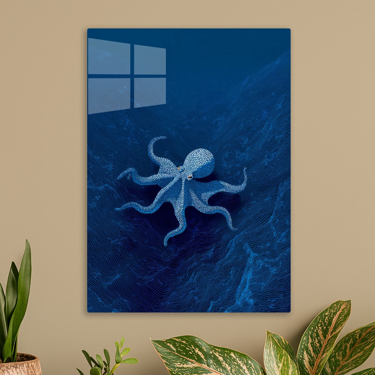 Octopus in Deep Blue Lines