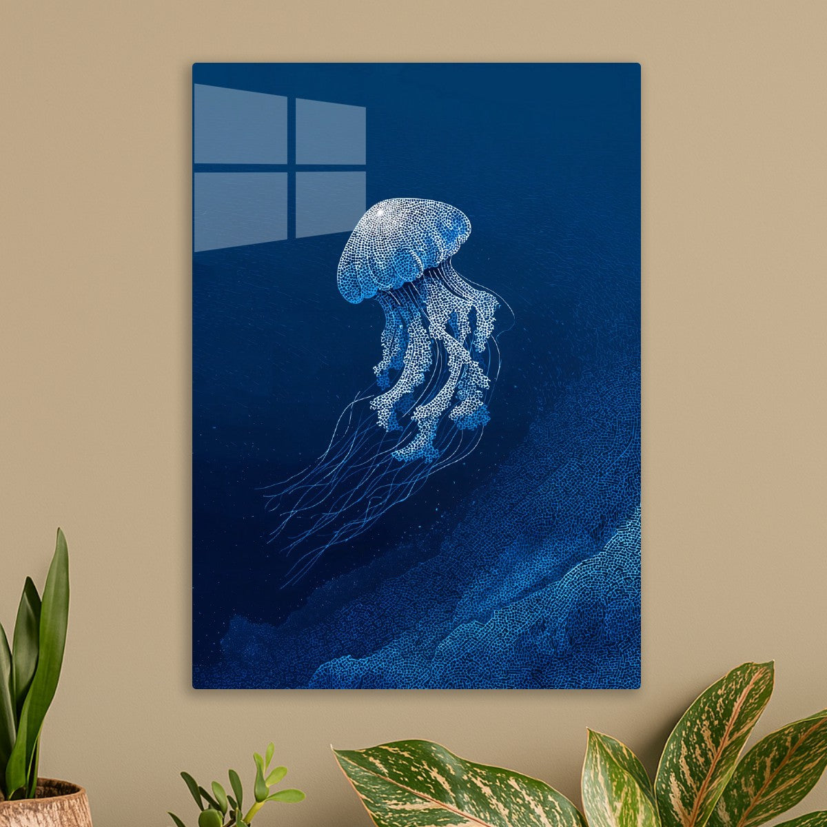 Jellyfish in Deep Blue Flow