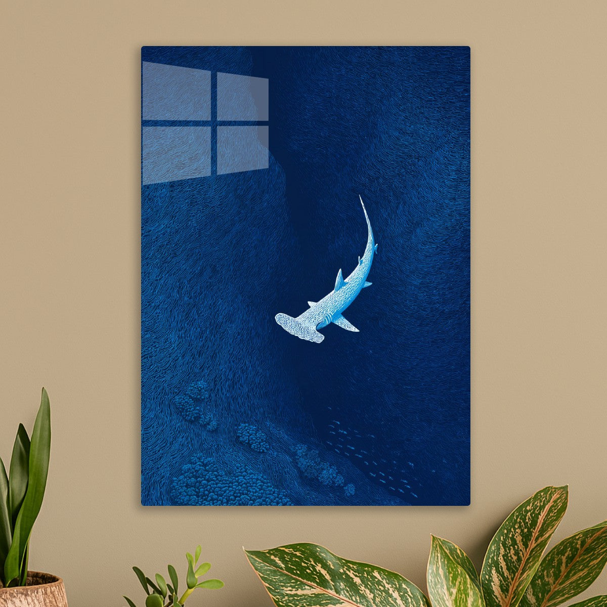 Hammerhead in Blue Abyss