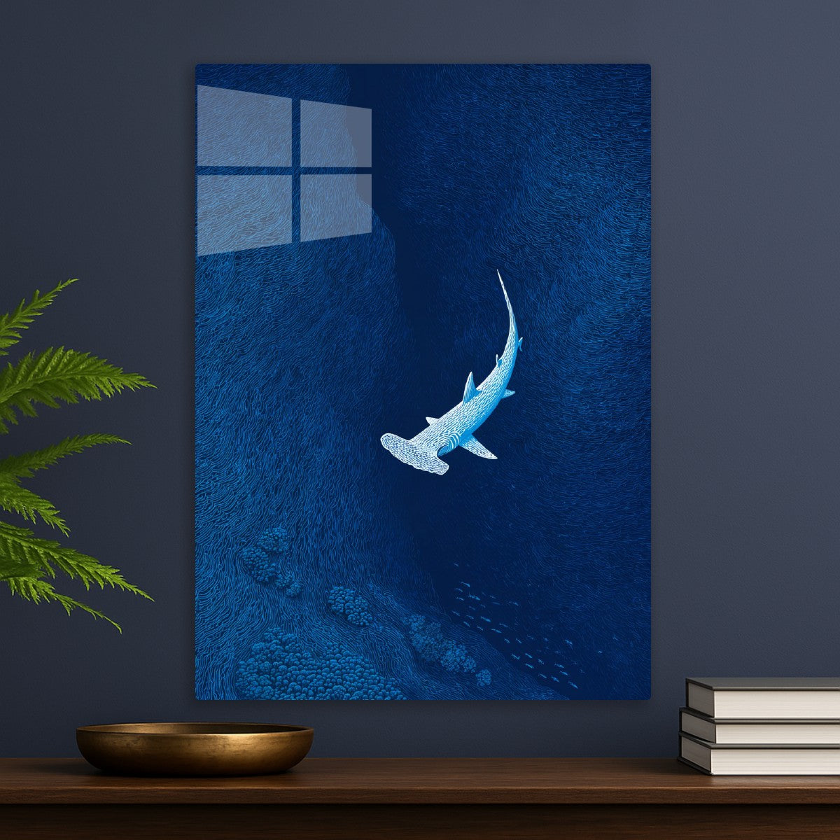 Hammerhead in Blue Abyss