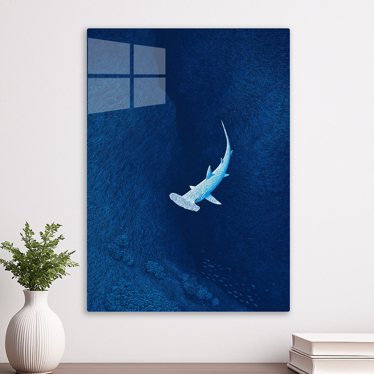 Hammerhead in Blue Abyss