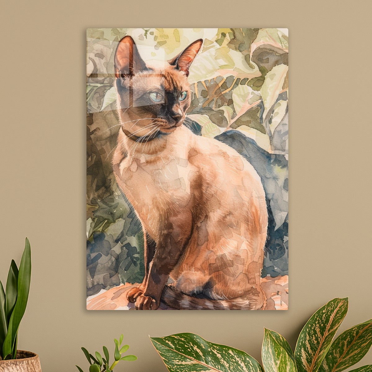 Watercolor Siamese Cat Stare