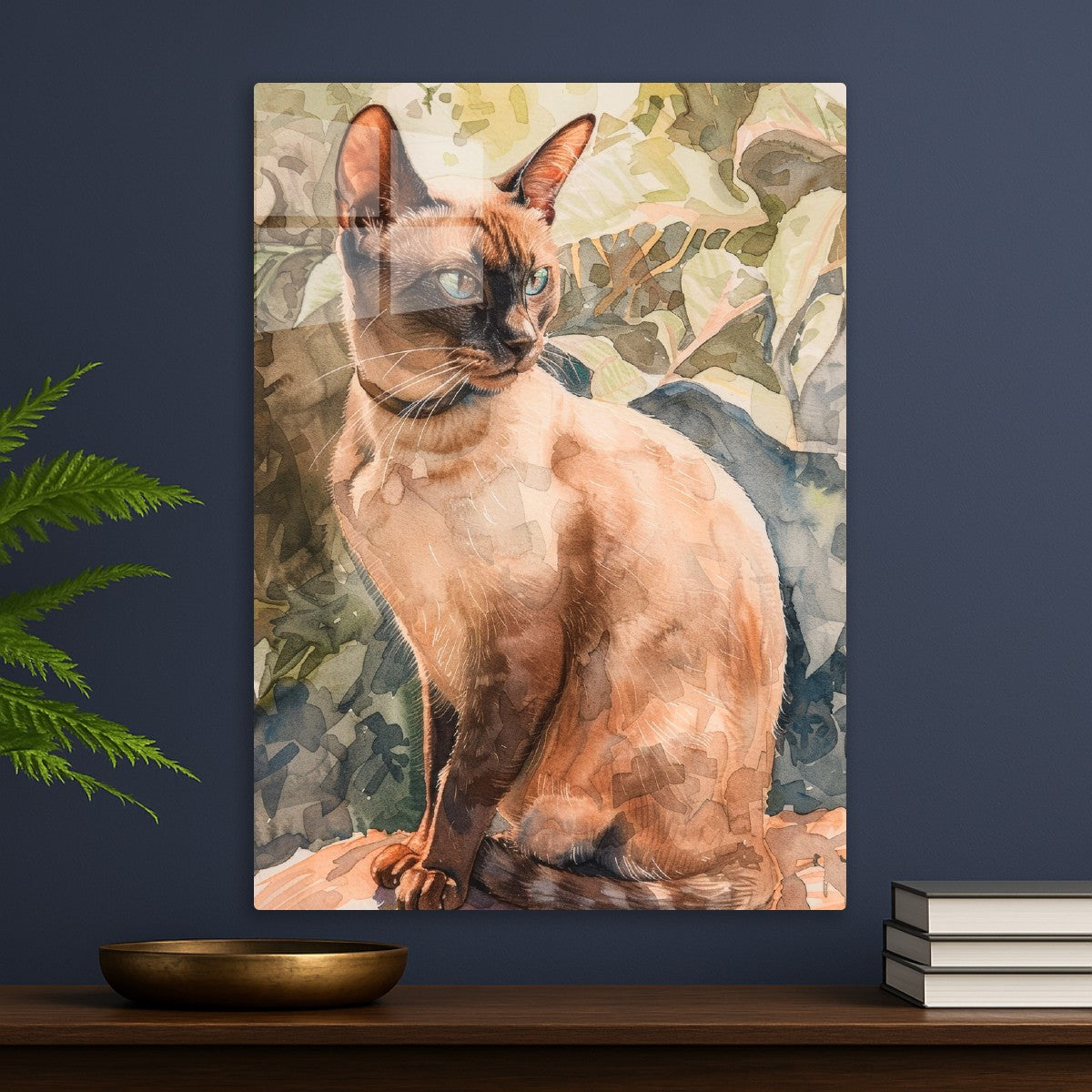 Watercolor Siamese Cat Stare