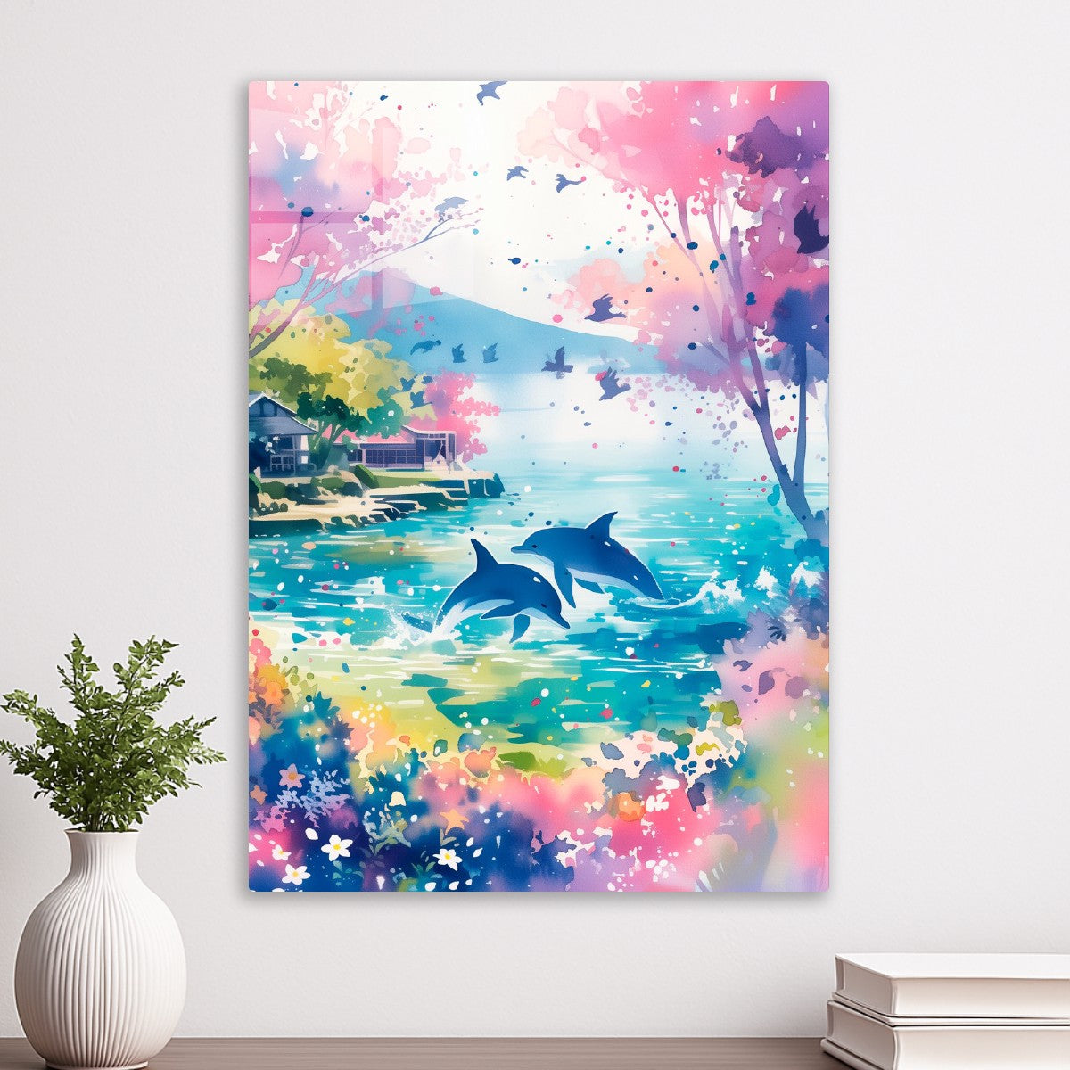 Dolphin Dance Watercolor world