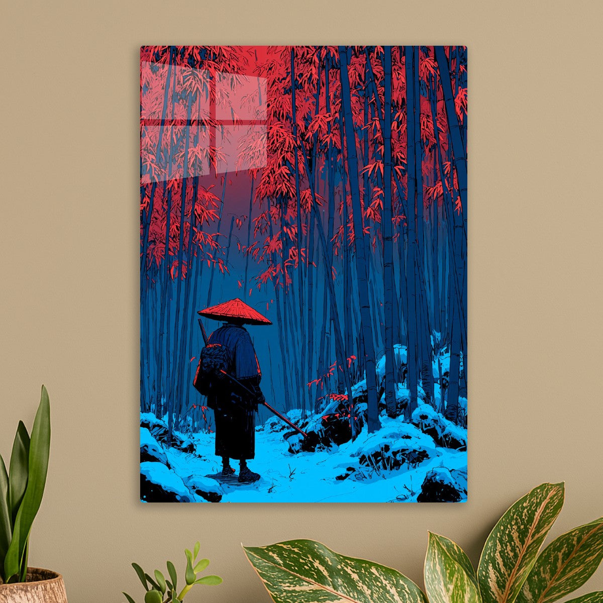 Samurai in Crimson Bamboo