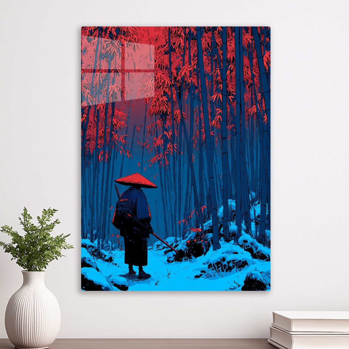 Samurai in Crimson Bamboo