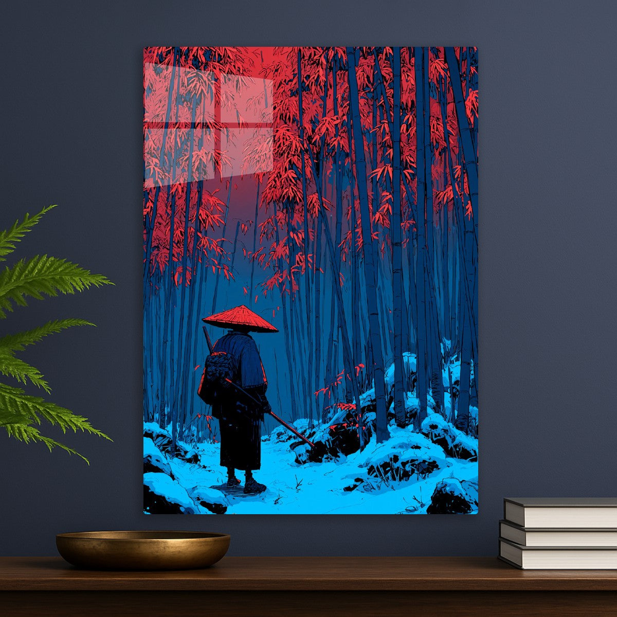 Samurai in Crimson Bamboo