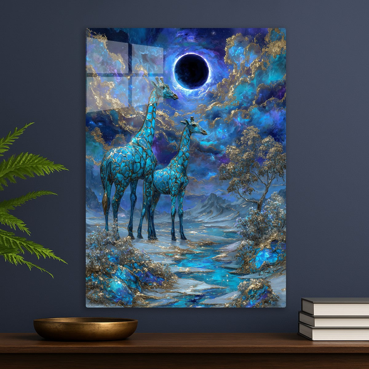 Celestial Giraffes Under Eclip