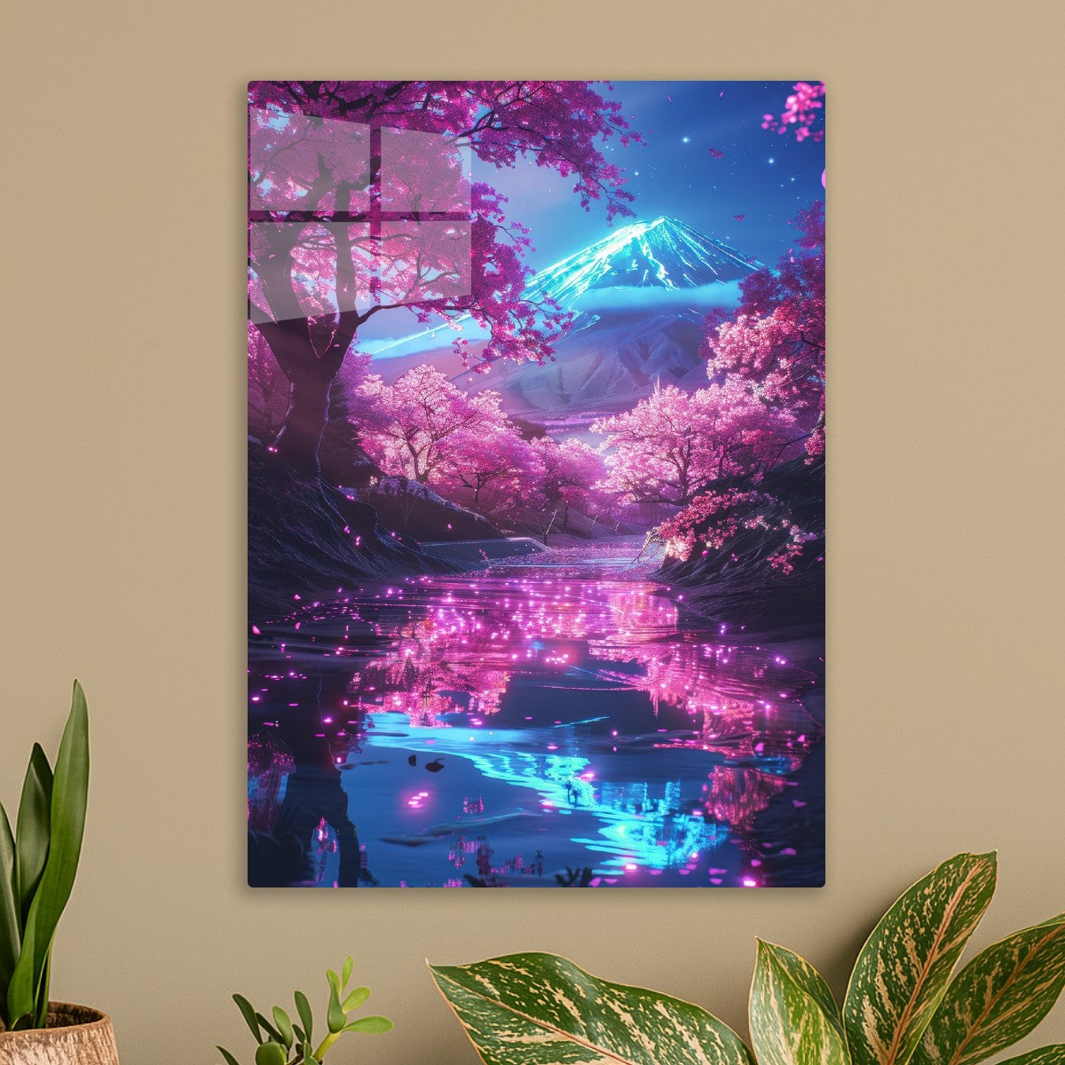 Neon Cherry Blossom Mount Fuji
