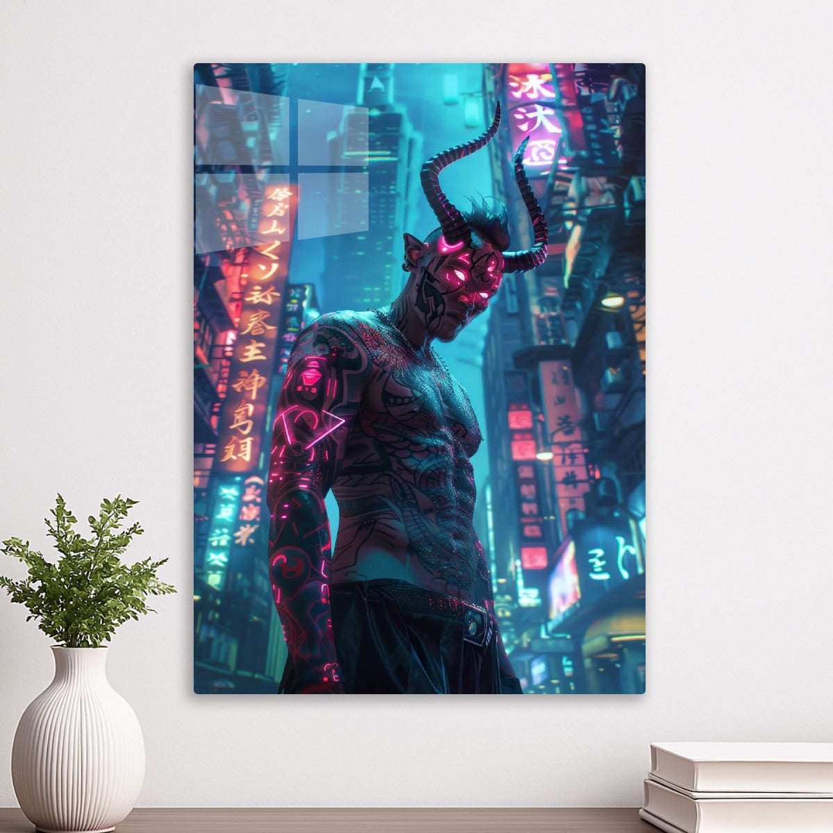 Neon Cyberpunk Japanese Oni 