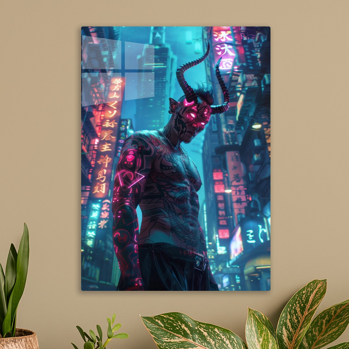 Neon Cyberpunk Japanese Oni 