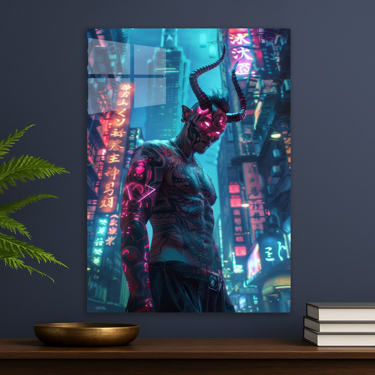 Neon Cyberpunk Japanese Oni 