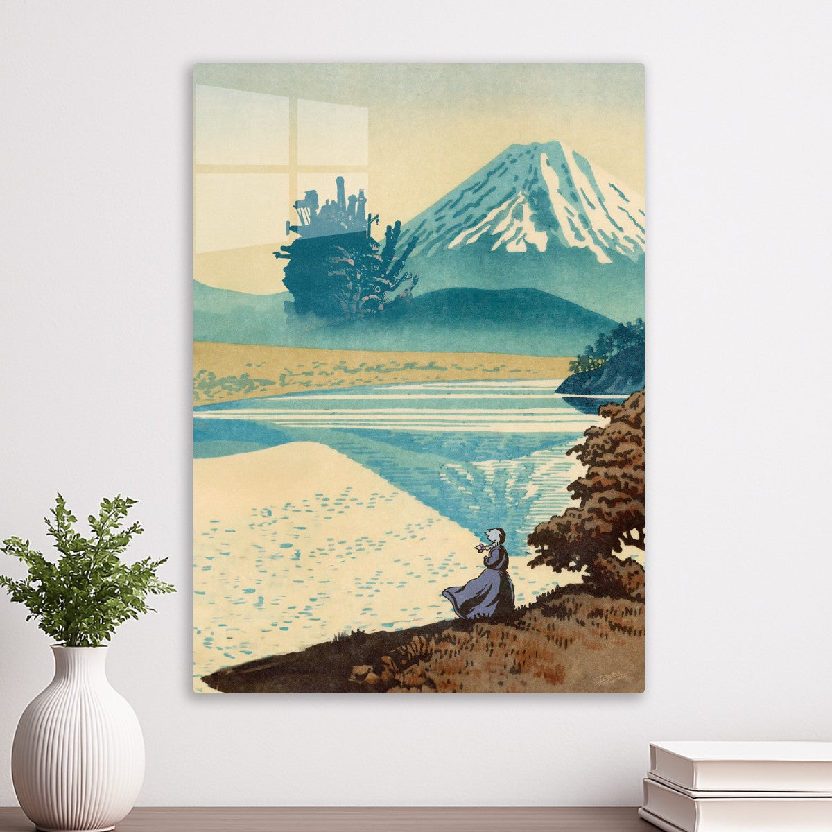 Blue fuji and moving castle