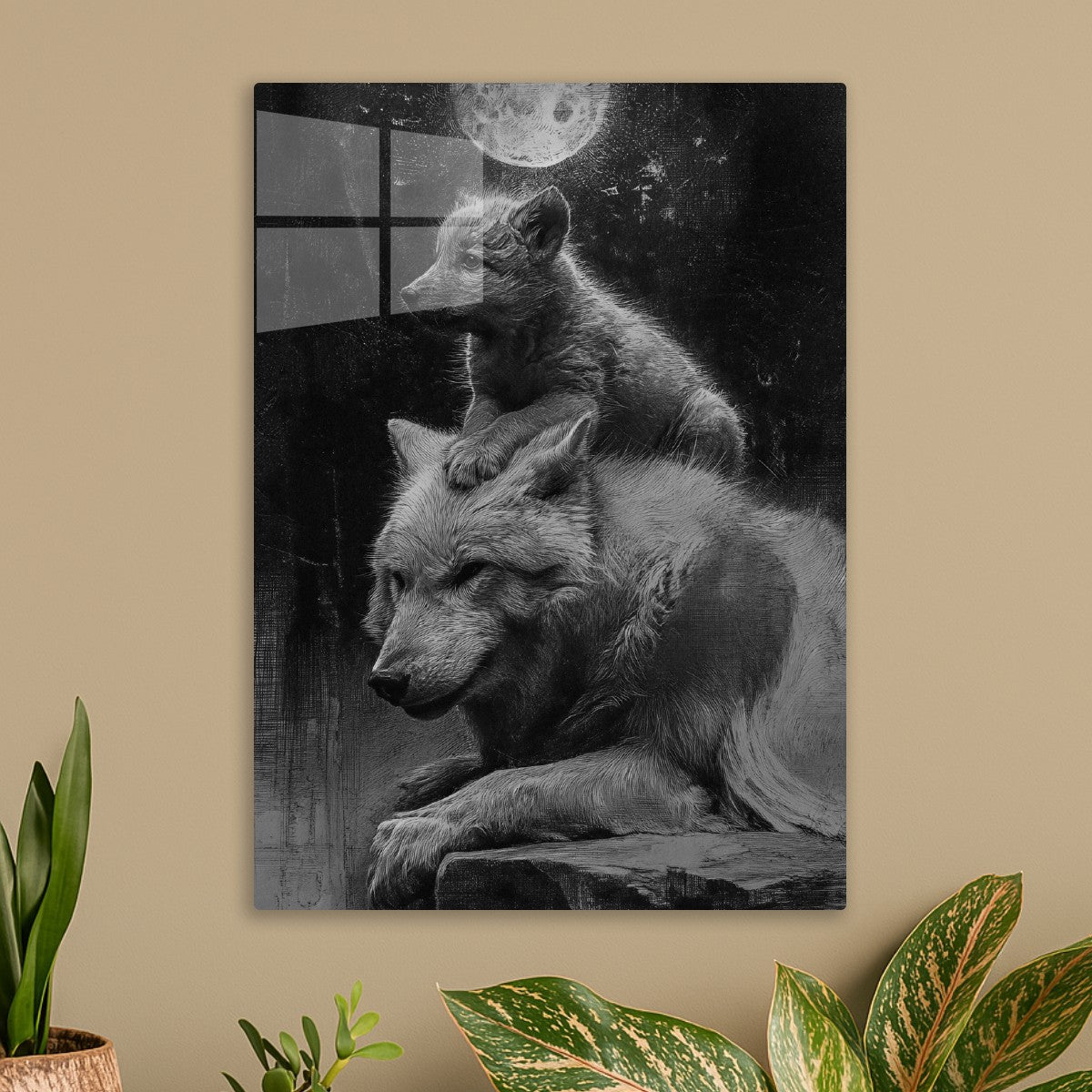 Wolf Cub in Moonlight