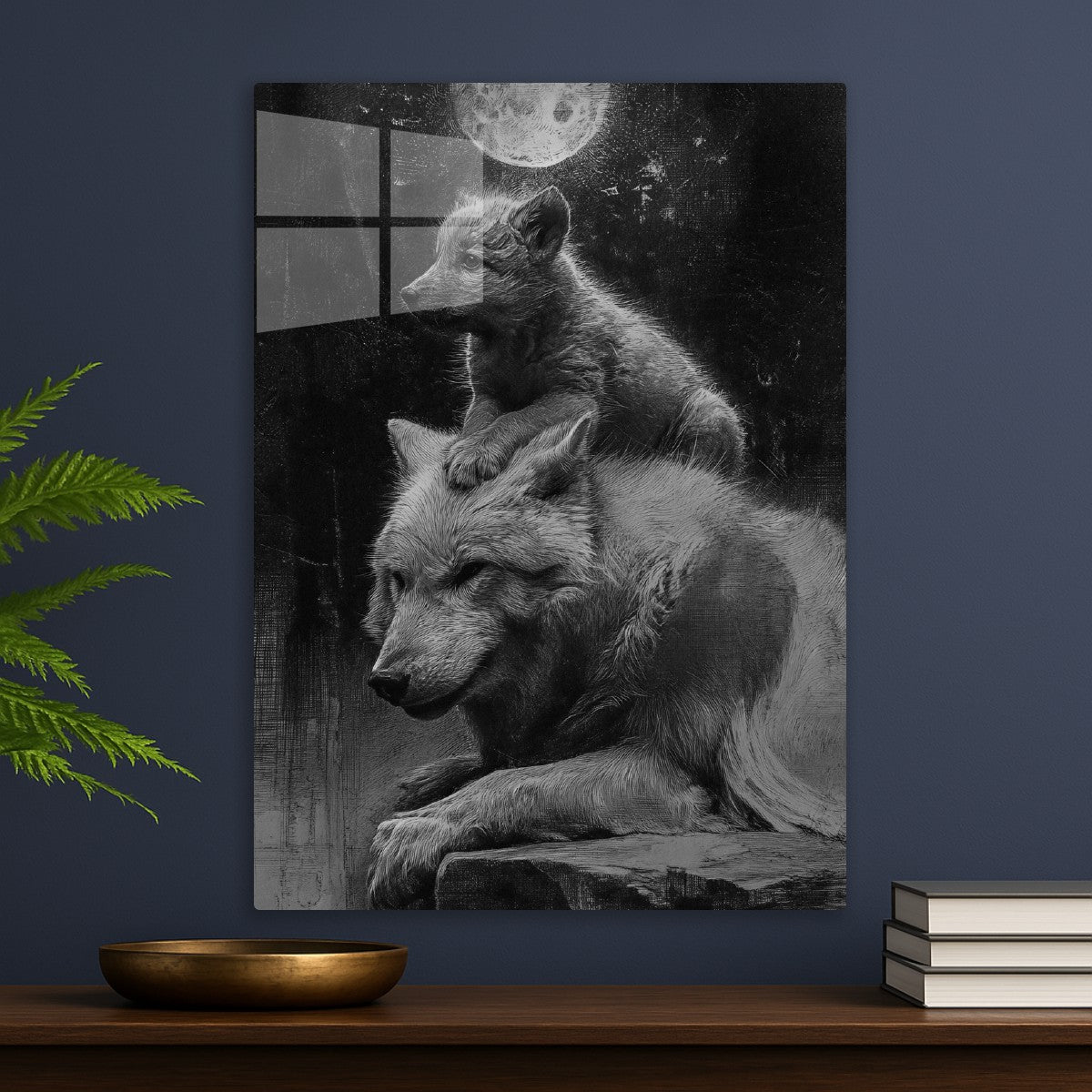 Wolf Cub in Moonlight