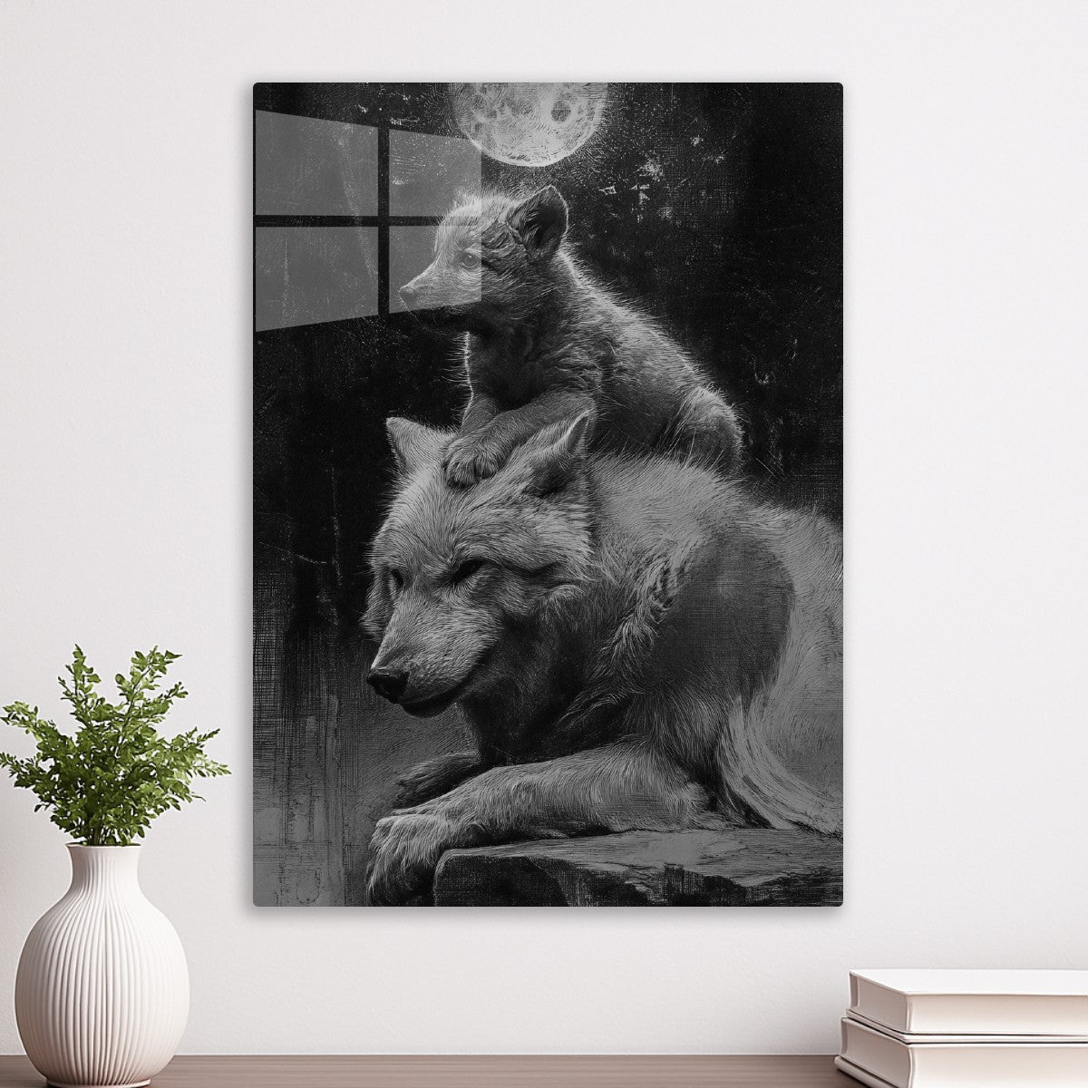 Wolf Cub in Moonlight