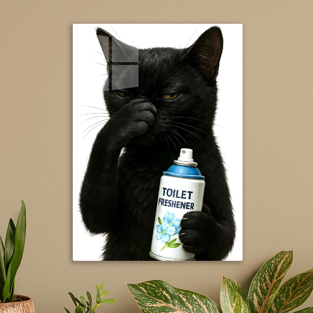 Black Cat Funny Bathroom Art