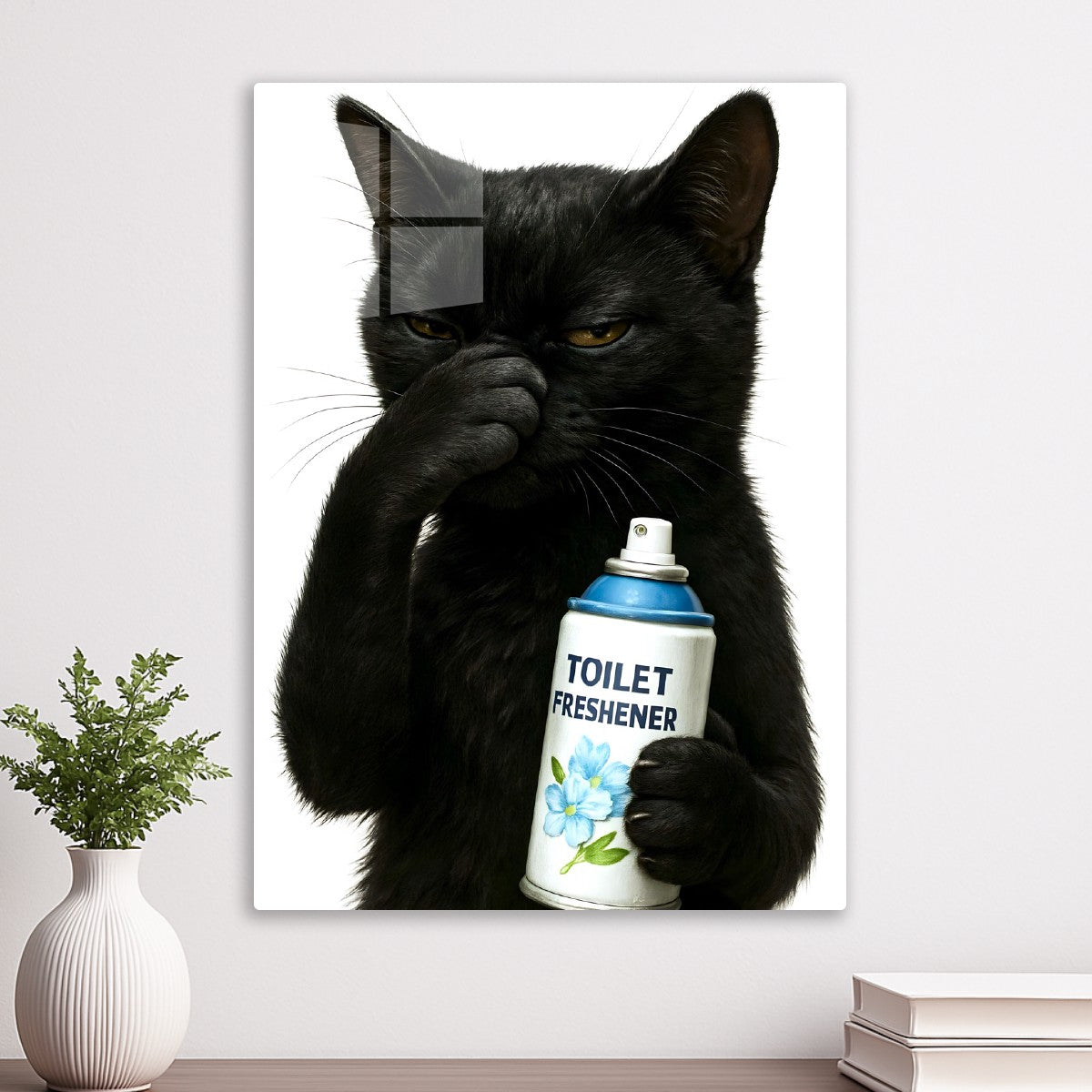 Black Cat Funny Bathroom Art