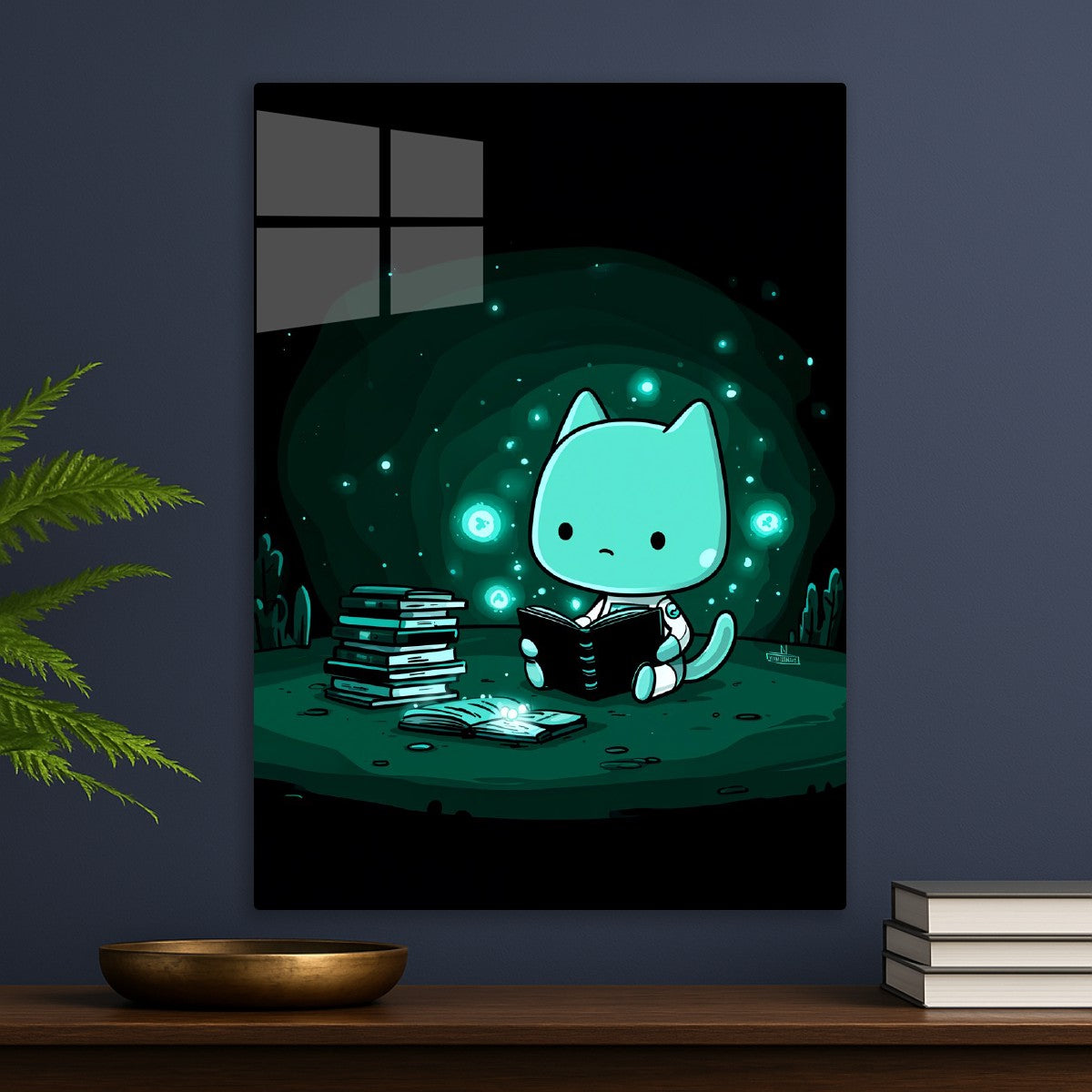 Cute Space Cat Reading