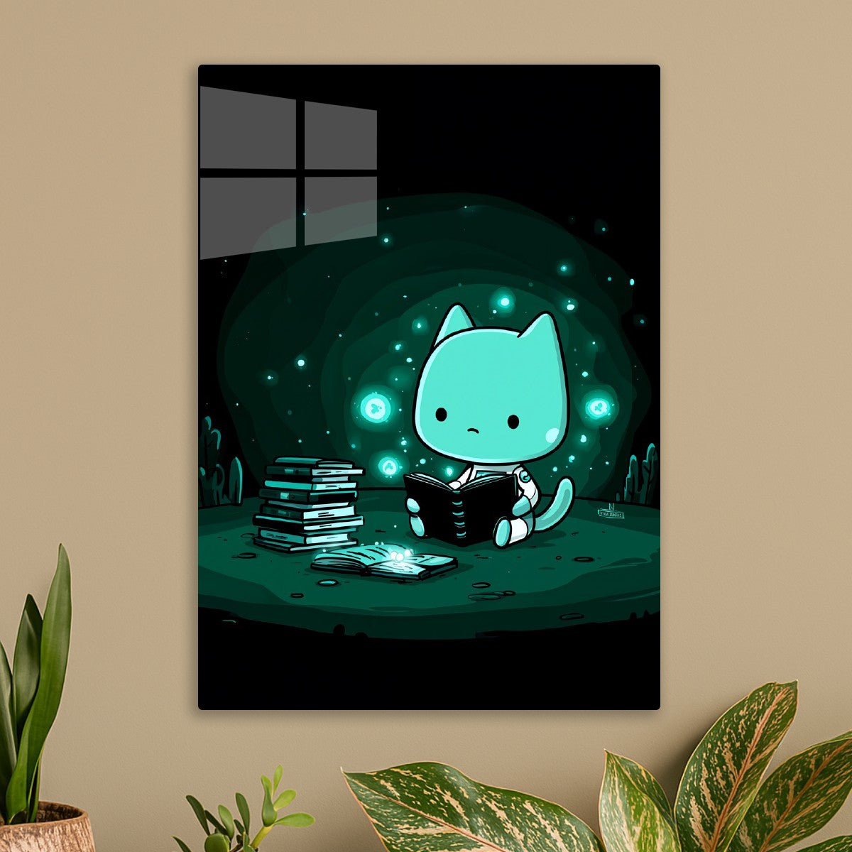 Cute Space Cat Reading