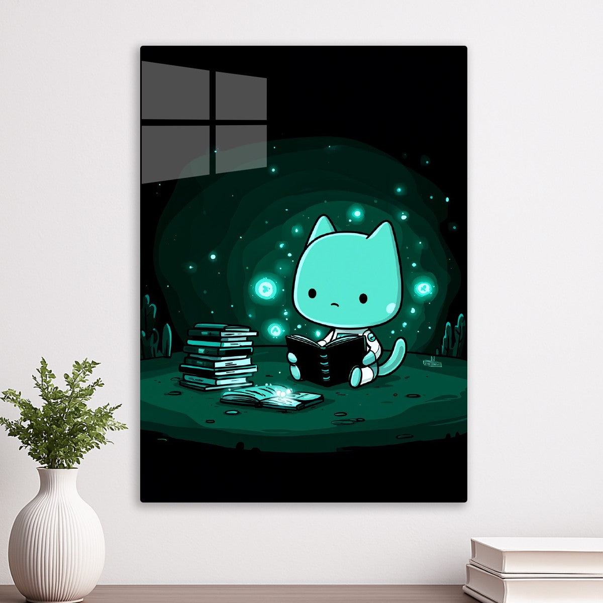 Cute Space Cat Reading