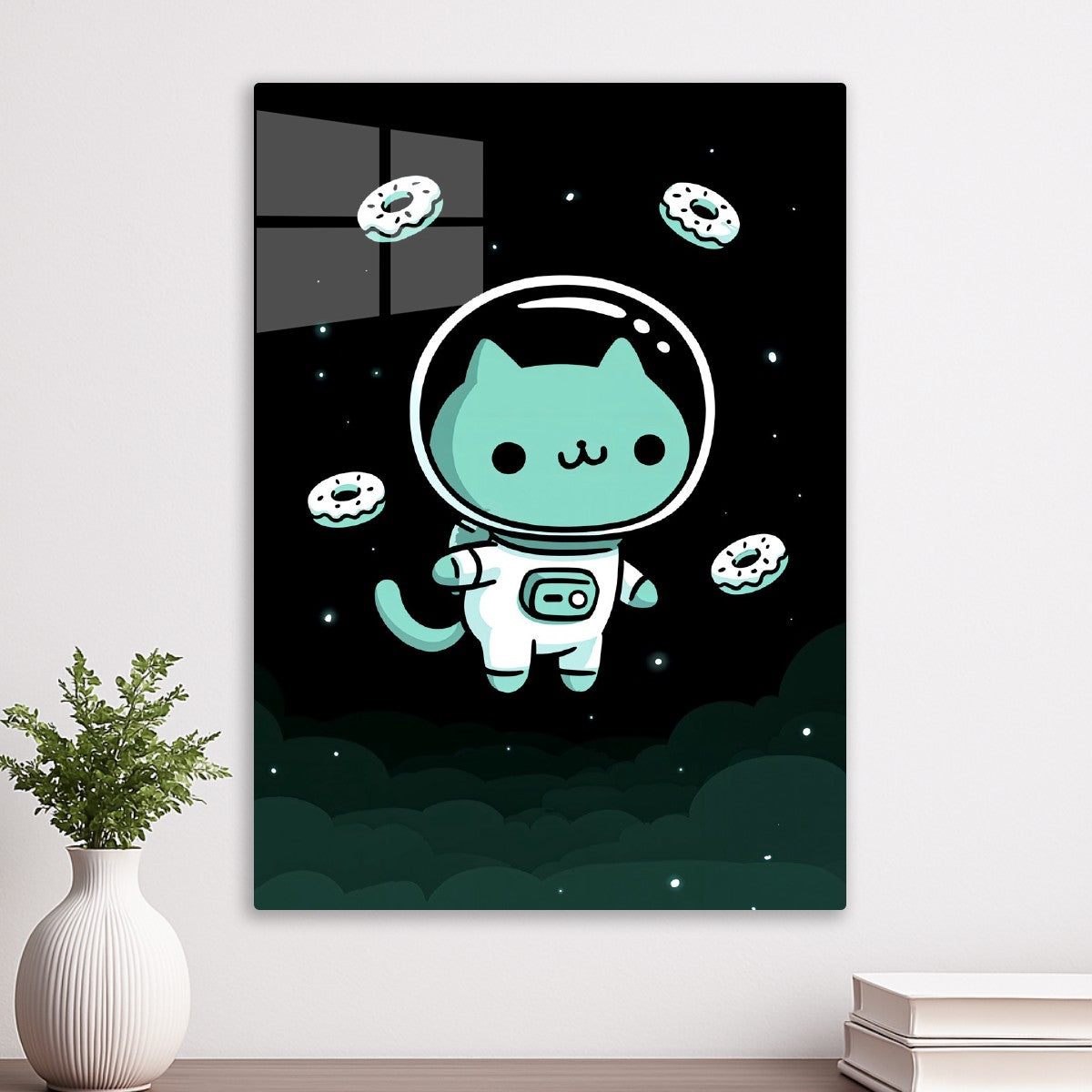 Floating Astronaut Cat & Donut