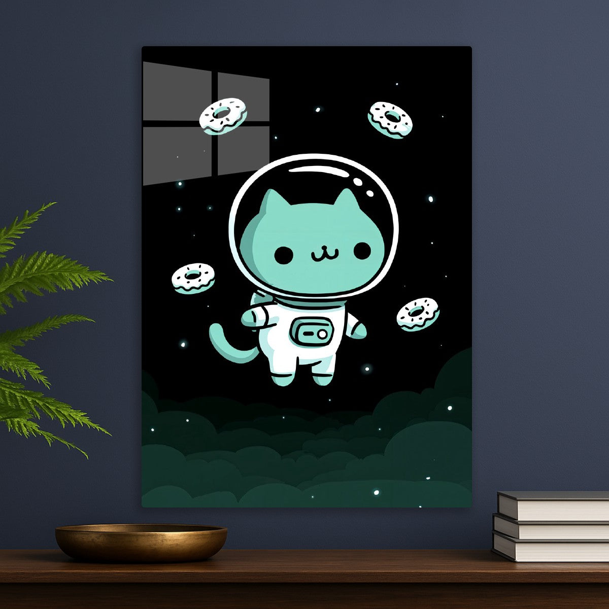 Floating Astronaut Cat & Donut