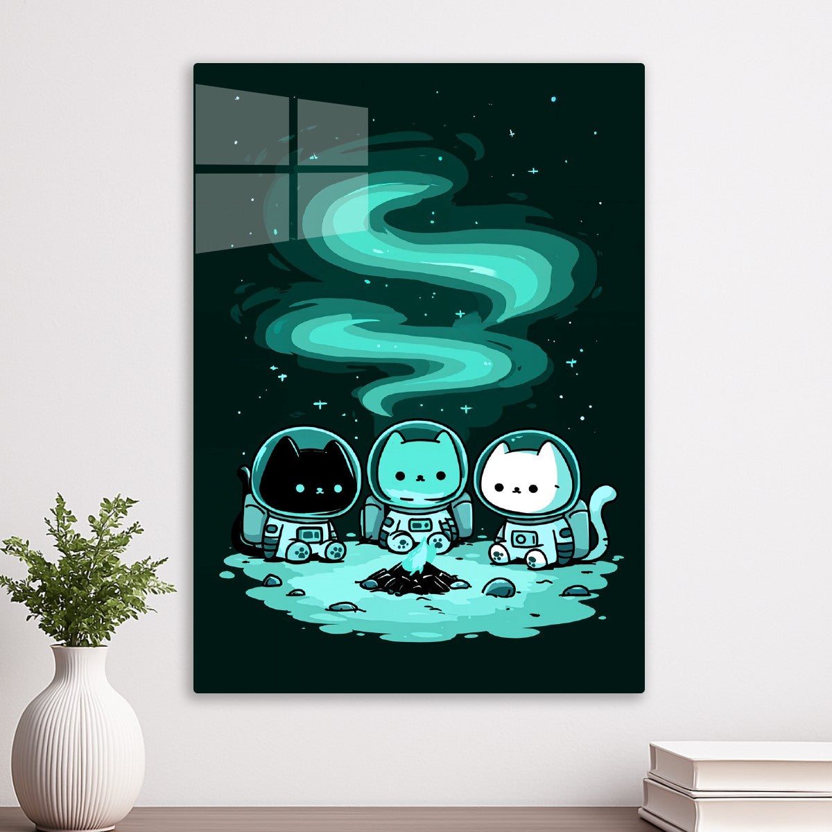 Space Cats Around Campfire