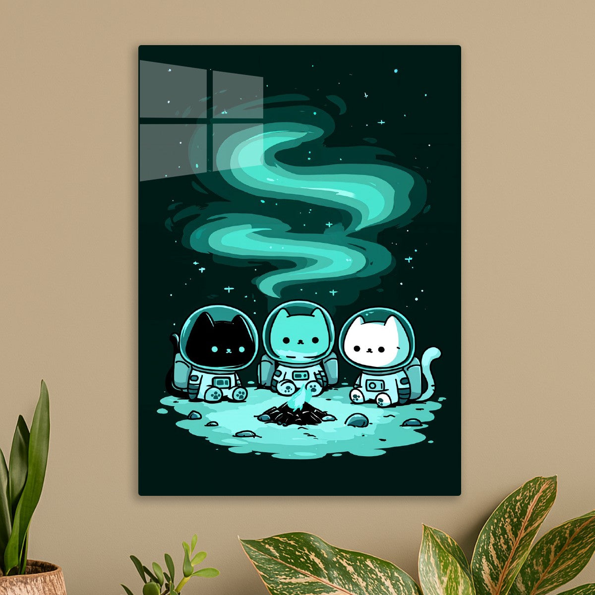 Space Cats Around Campfire
