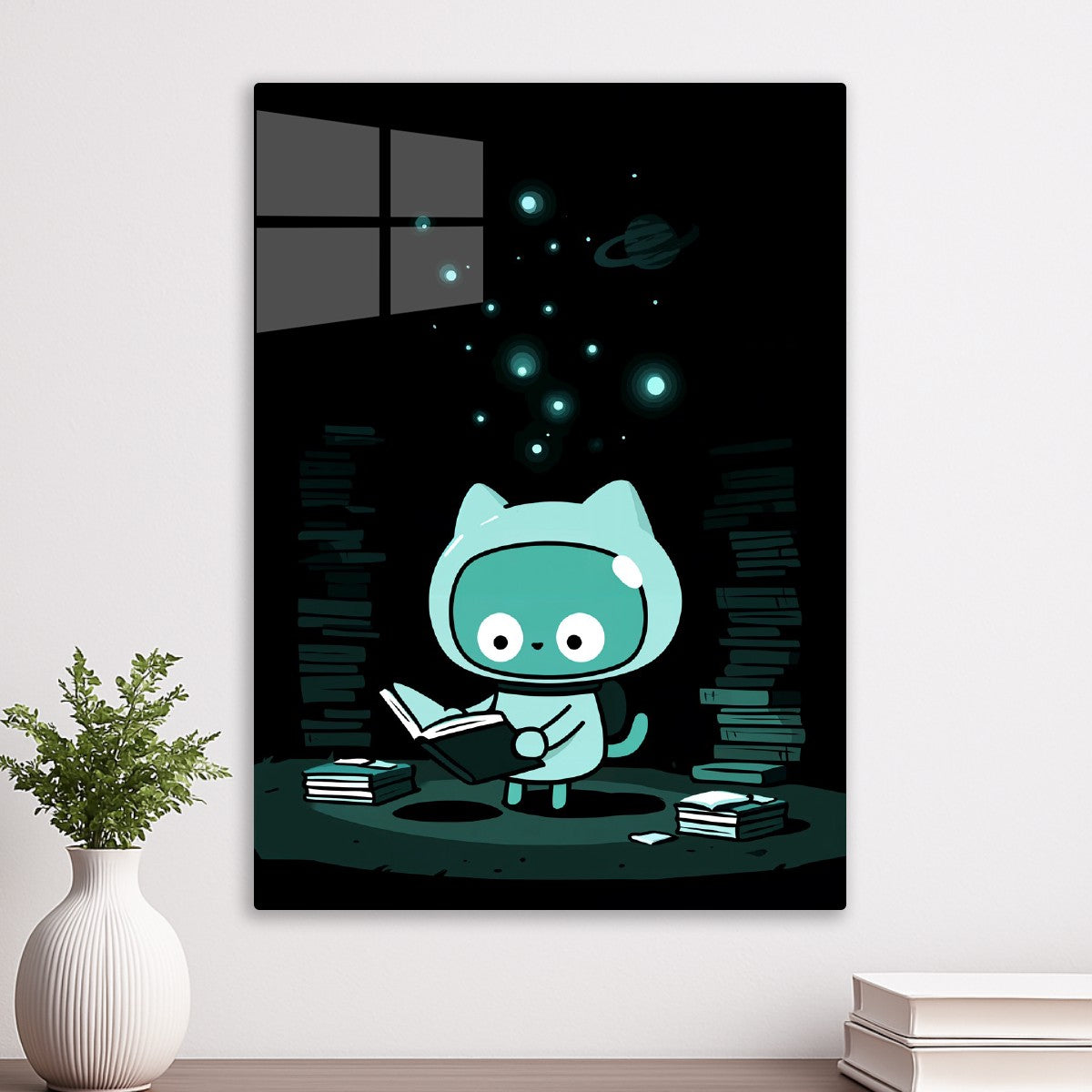 Space Cat Reading Books