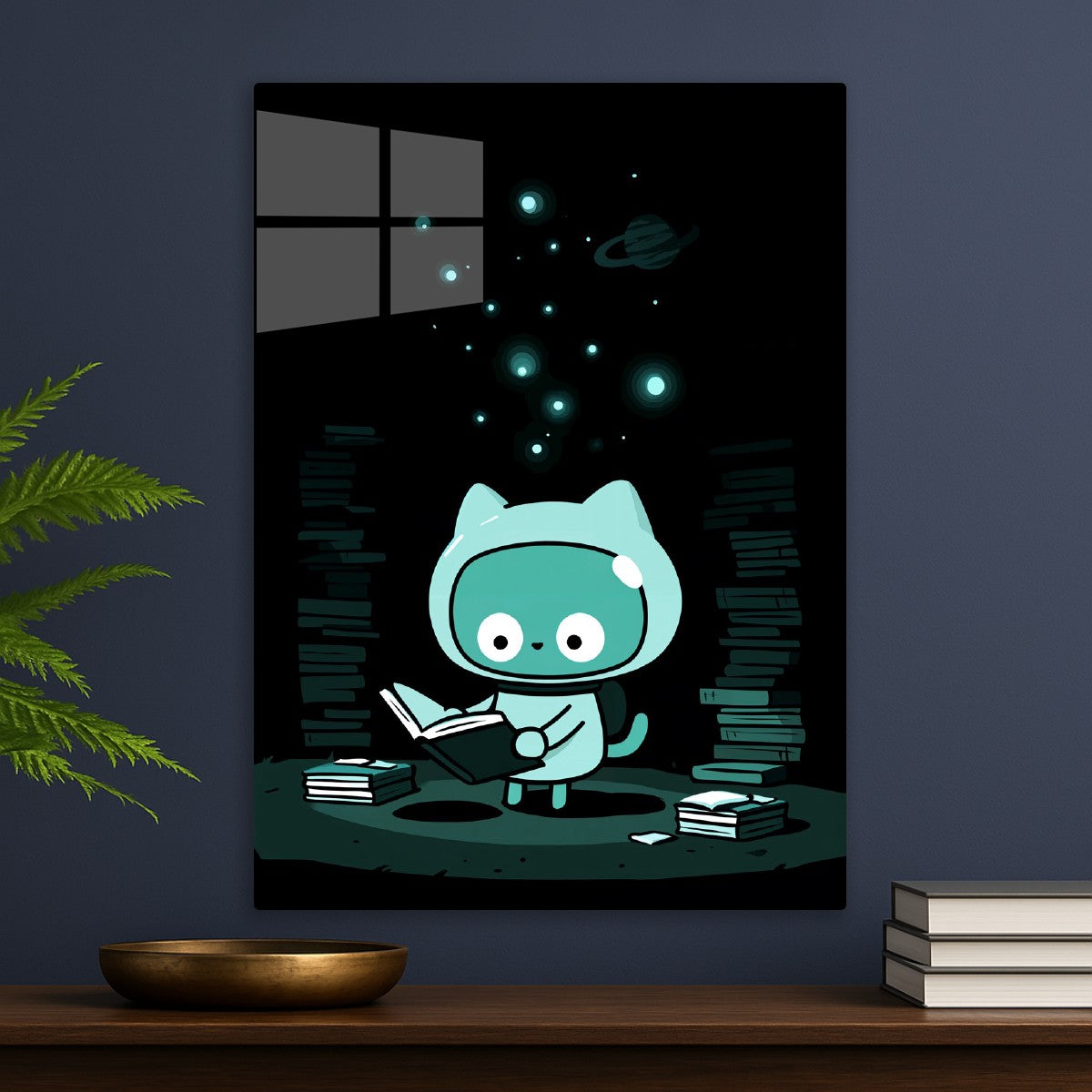 Space Cat Reading Books