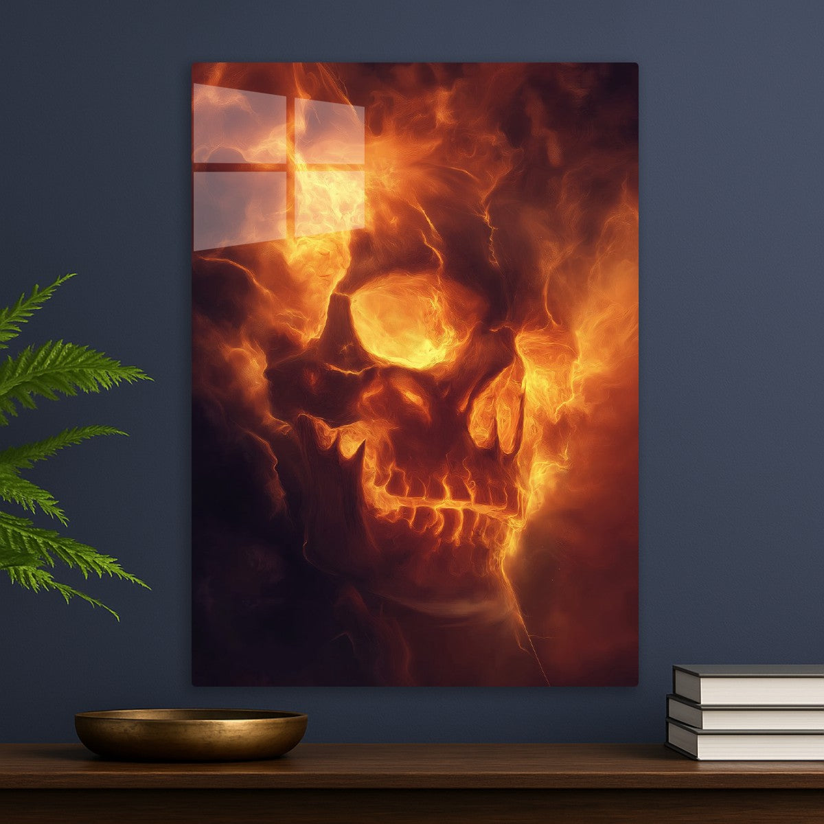 Flaming Ghost Skull