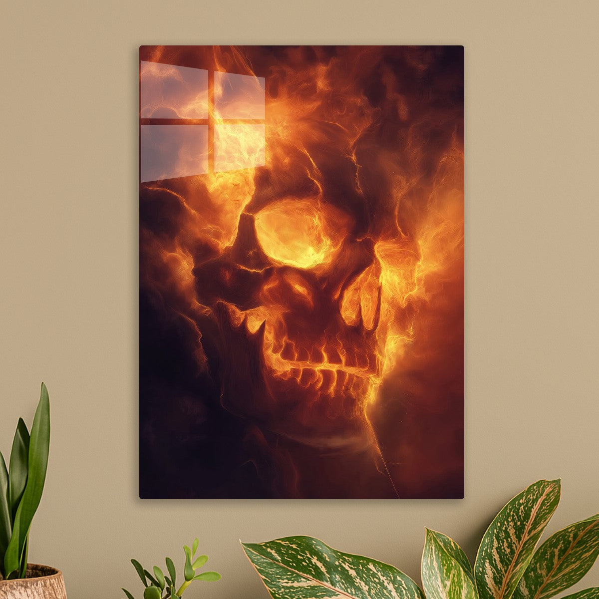 Flaming Ghost Skull